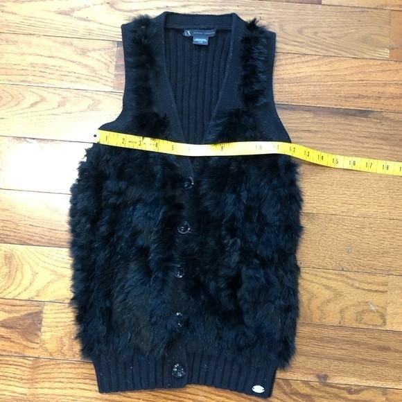 A/X Armani Exchange Wool Cotton Vest Angora Fur Panels Women's XS EUC - Picture 6 of 8